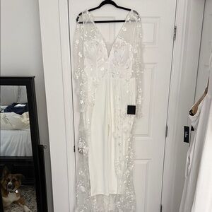 Lulu's White Floral Lace Jumpsuit